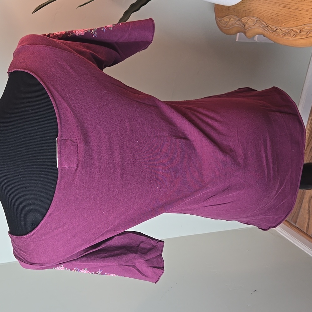 Vtg Y2k Lucky Brand Embroidered Purple Top - Picture 2 of 5